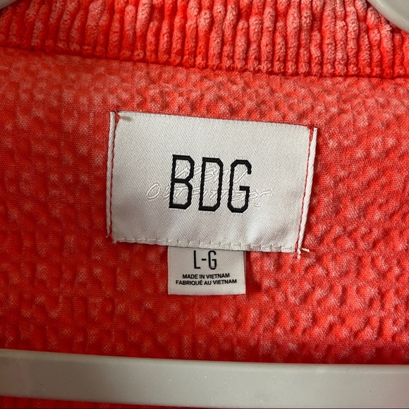 BDG Urban Outfitters Womens Size L Jacket Neon Pink Button Down Collared Sweater - Picture 11 of 13